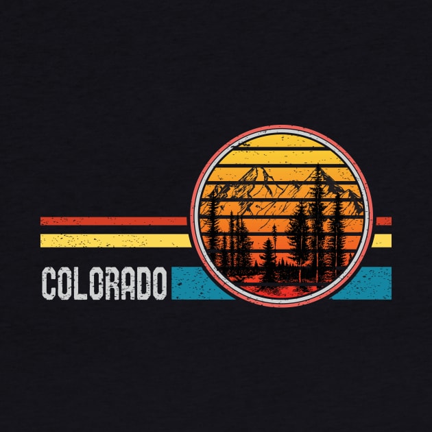 Retro Vintage Colorado 70s 80s Style Mountain Sunset by mrsmitful01